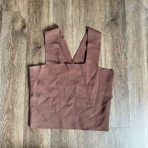 House of Harlow 1960 Chestnut Brown Cropped V-Neck Tank